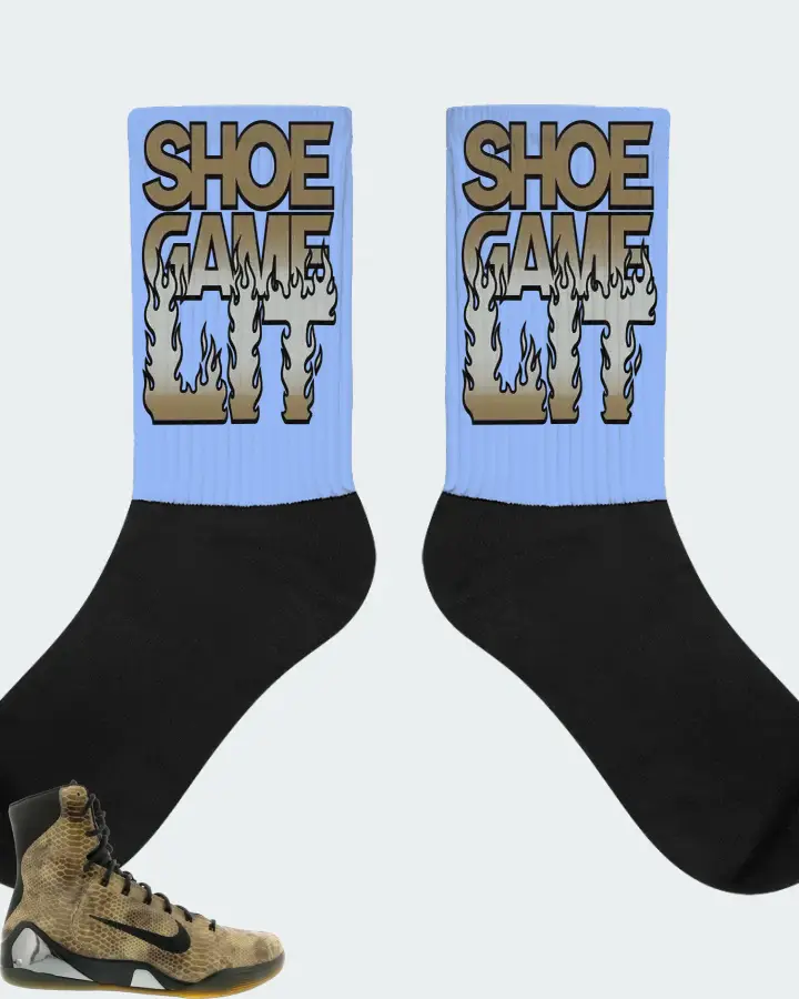Nike Kobe 9 EXT High Sneaker Matching Carolina Blue Socks - Shoe Game Lit Refreshed