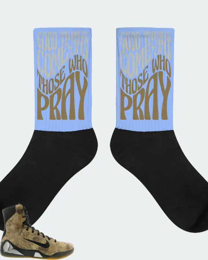 Nike Kobe 9 EXT High Sneaker Matching Carolina Blue Socks - Good Things Come To Those Who Pray