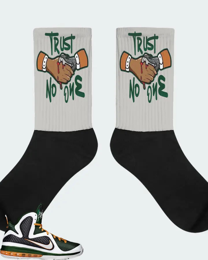 Nike LeBron 9 Sneaker Matching Grey Socks - Trust No One