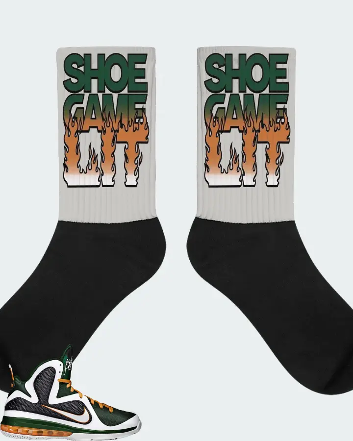 Nike LeBron 9 Sneaker Matching Grey Socks - Shoe Game Lit Refreshed