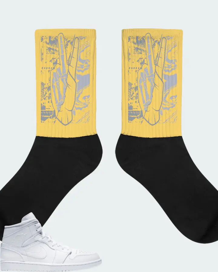 Jordan 1 Mid Sneaker Matching Yellow Socks - Peace of mind