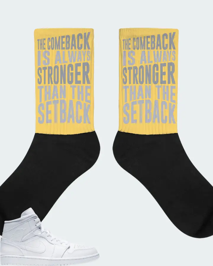 Jordan 1 Mid Sneaker Matching Yellow Socks - The Comeback