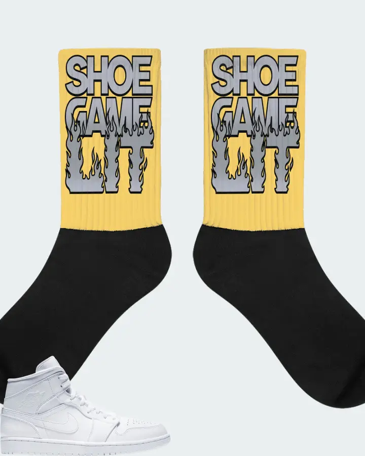 Jordan 1 Mid Sneaker Matching Yellow Socks - Shoe Game Lit Refreshed