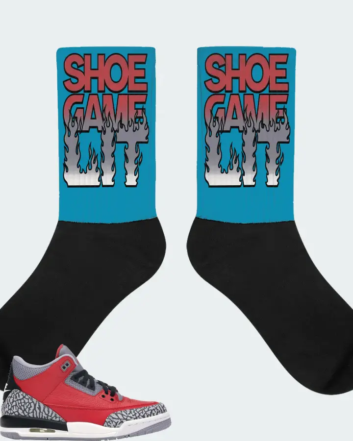 Jordan 3 Retro Sneaker Matching Aqua Socks - Shoe Game Lit Refreshed