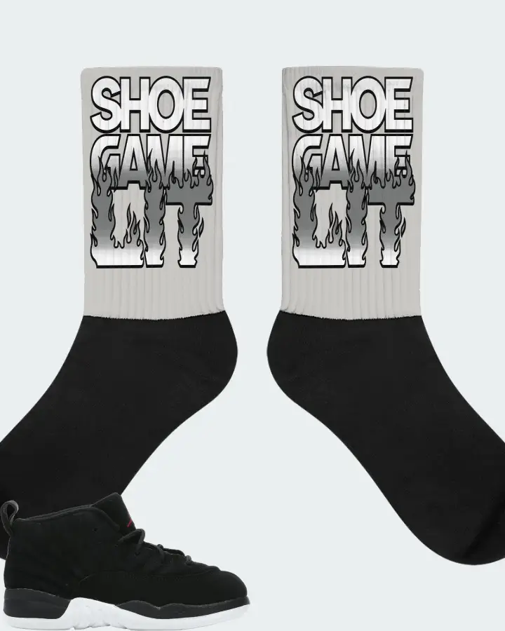 Jordan 12 Retro Sneaker Matching Grey Socks - Shoe Game Lit Refreshed