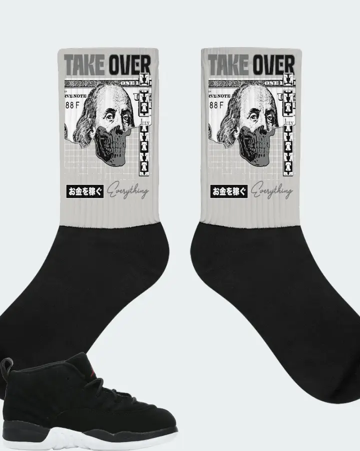 Jordan 12 Retro Sneaker Matching Grey Socks - Take Over