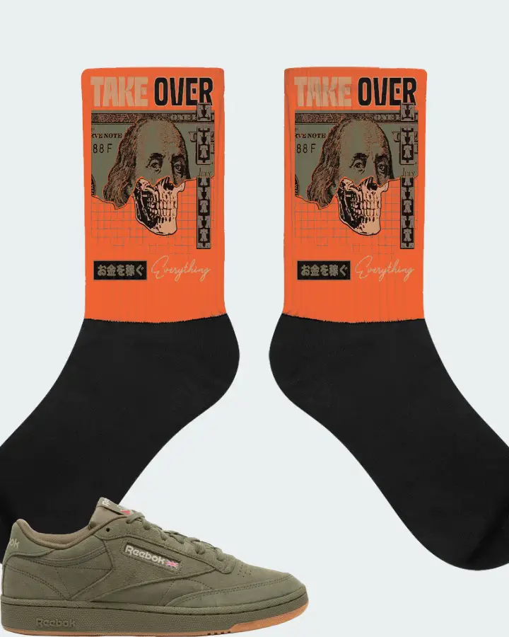 Reebok Club C 85 Sneaker Matching Orange Socks - Take Over