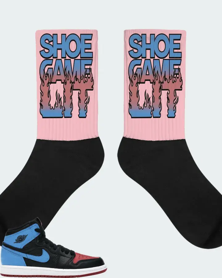 Jordan 1 Retro High Sneaker Matching Pink Socks - Shoe Game Lit Refreshed