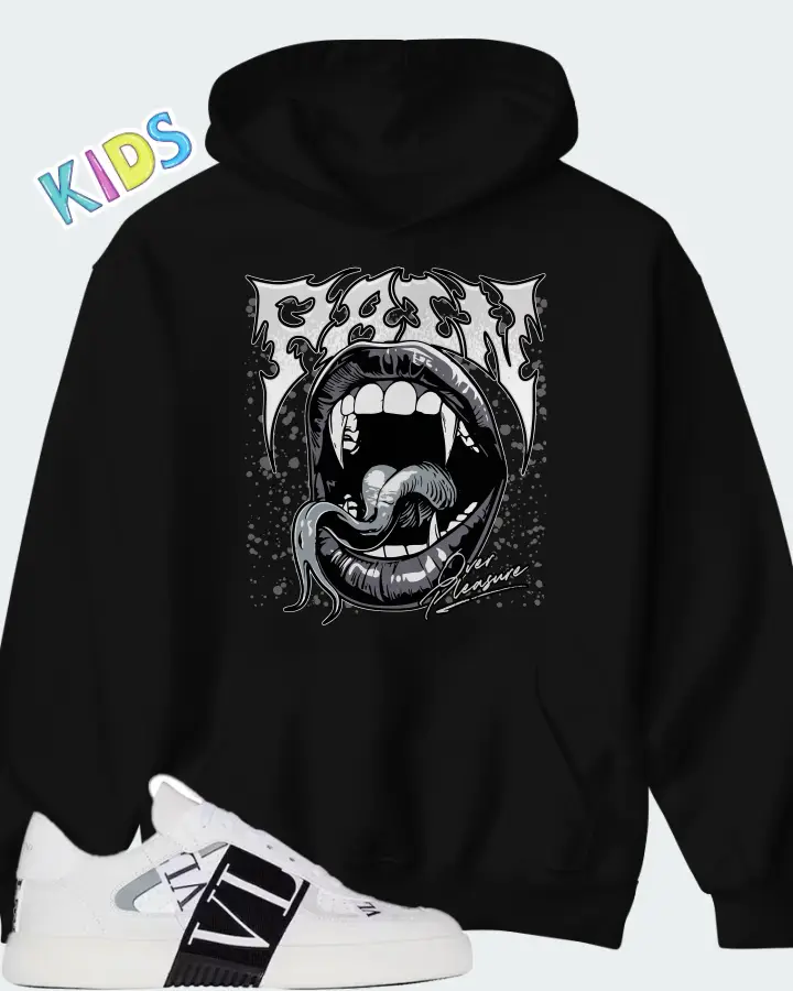 Valentino Garavani VL7N Sneaker Low Top White Black Grey Matching Kid's Hoodie