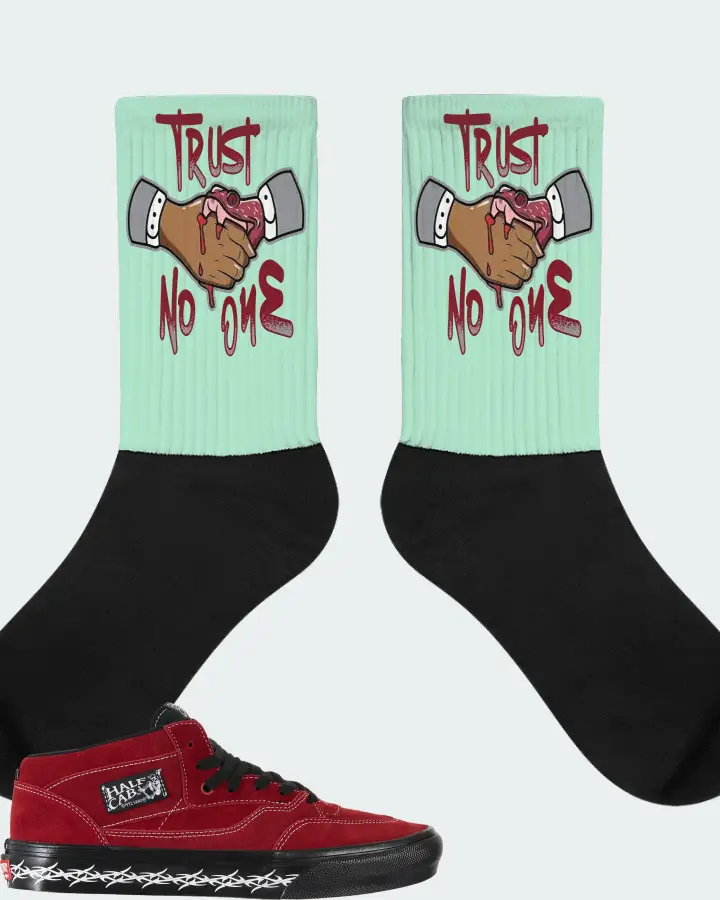 Vans Skate Half Cab Sneaker Matching Mint Socks - Trust No One