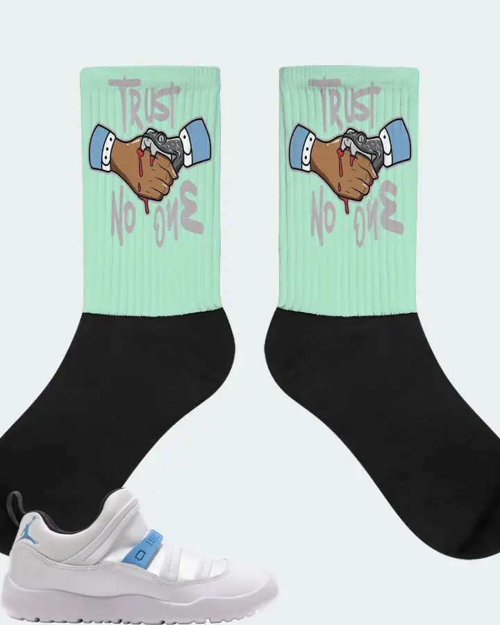 Jordan 11 Retro Little Flex Sneaker Matching Mint Socks - Trust No One