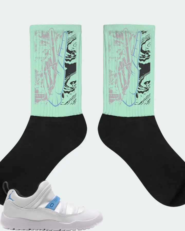 Jordan 11 Retro Little Flex Sneaker Matching Mint Socks - Peace of mind
