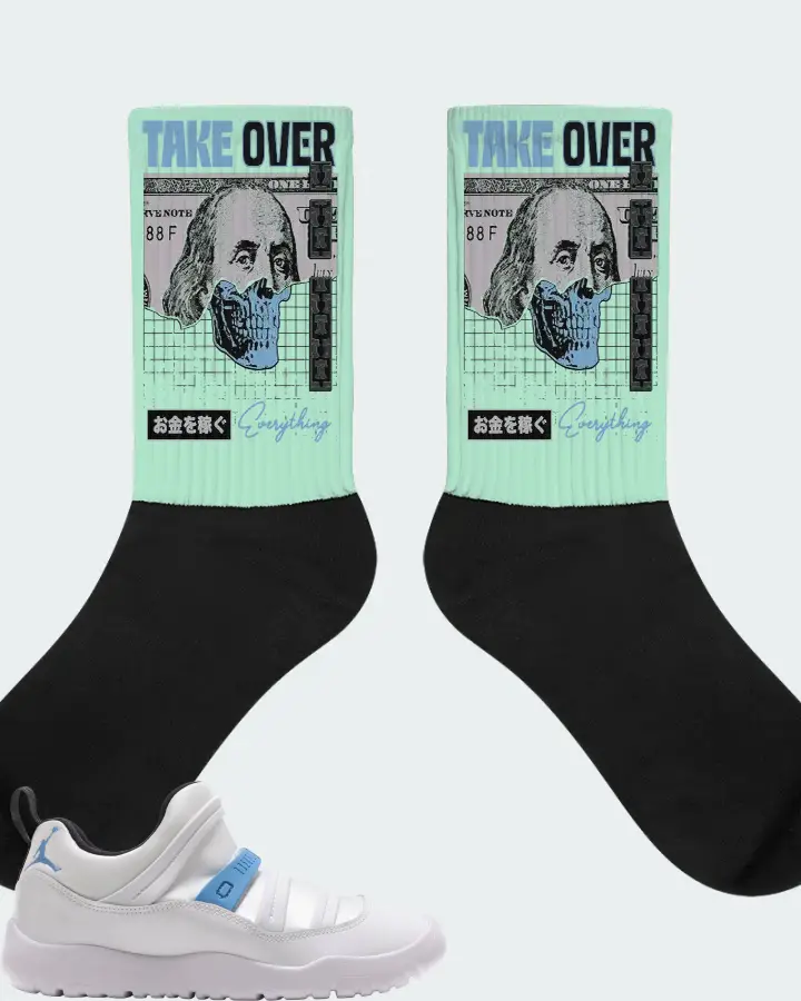 Jordan 11 Retro Little Flex Sneaker Matching Mint Socks - Take Over