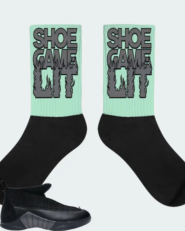 Jordan 15 Retro Sneaker Matching Mint Socks - Shoe Game Lit Refreshed