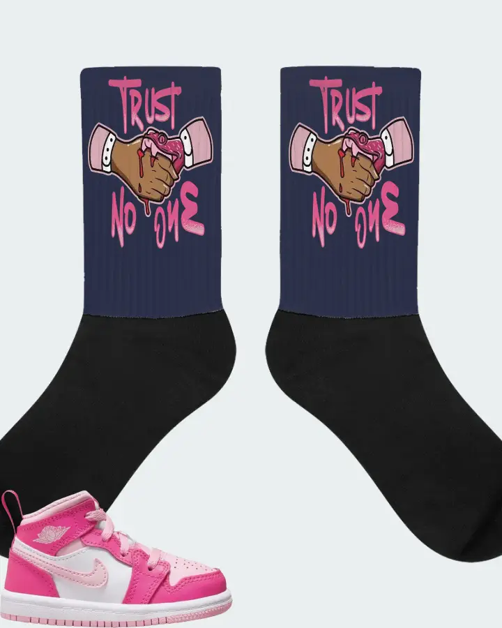 Jordan 1 Mid Sneaker Matching Navy Socks - Trust No One