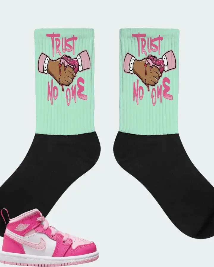 Jordan 1 Mid Sneaker Matching Mint Socks - Trust No One