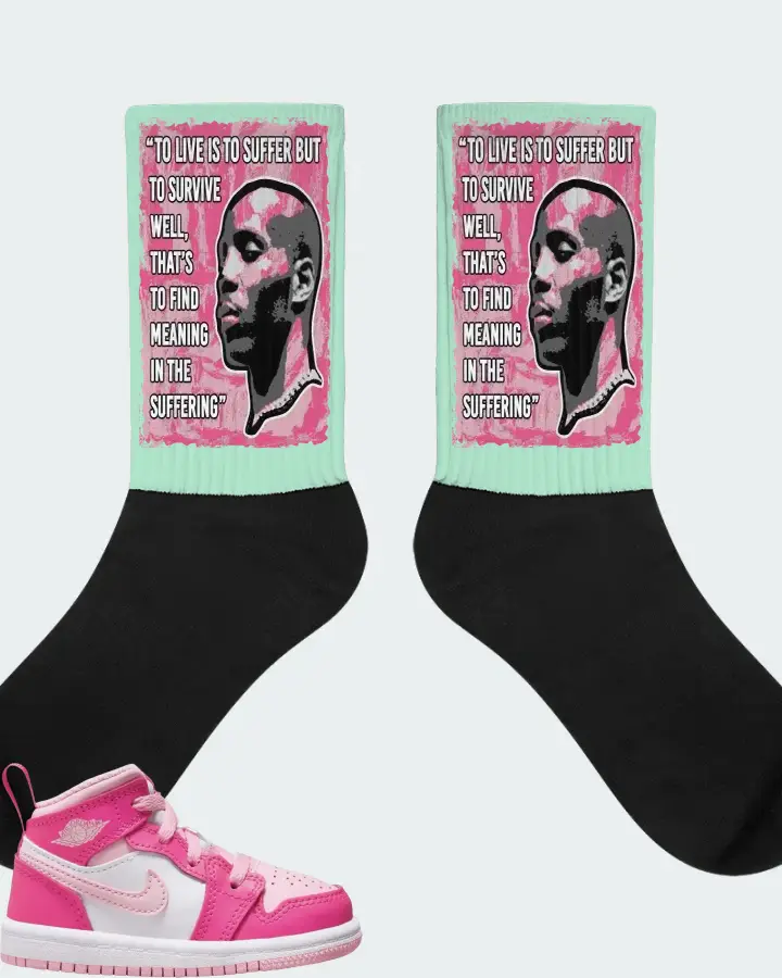 Jordan 1 Mid Sneaker Matching Mint Socks - DMX Suffer Quote