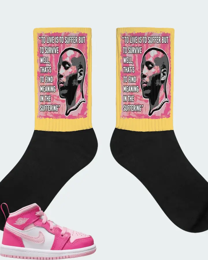 Jordan 1 Mid Sneaker Matching Yellow Socks - DMX Suffer Quote