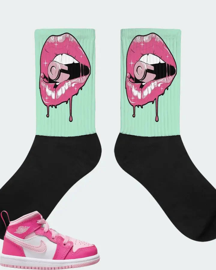 Jordan 1 Mid Sneaker Matching Mint Socks - Kiss of Death