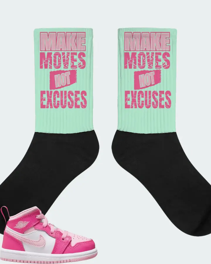 Jordan 1 Mid Sneaker Matching Mint Socks - Make Moves Not Excuses