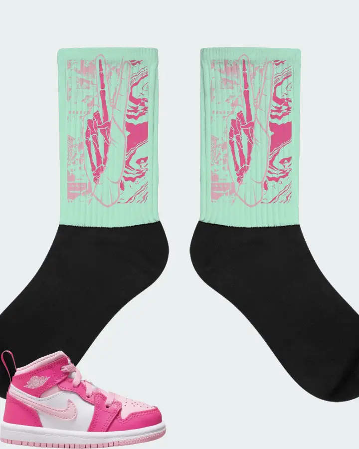 Jordan 1 Mid Sneaker Matching Mint Socks - Peace of mind