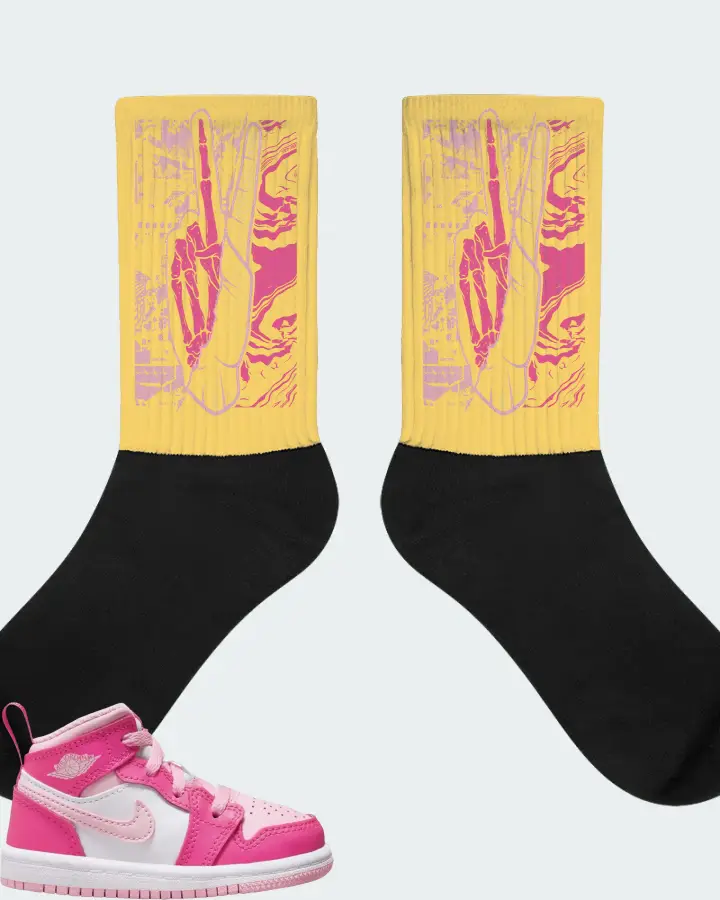 Jordan 1 Mid Sneaker Matching Yellow Socks - Peace of mind