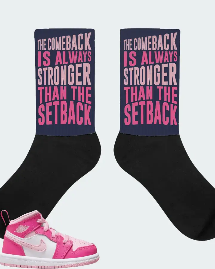 Jordan 1 Mid Sneaker Matching Navy Socks - The Comeback