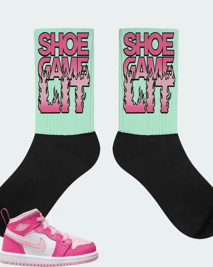 Jordan 1 Mid Sneaker Matching Mint Socks - Shoe Game Lit Refreshed