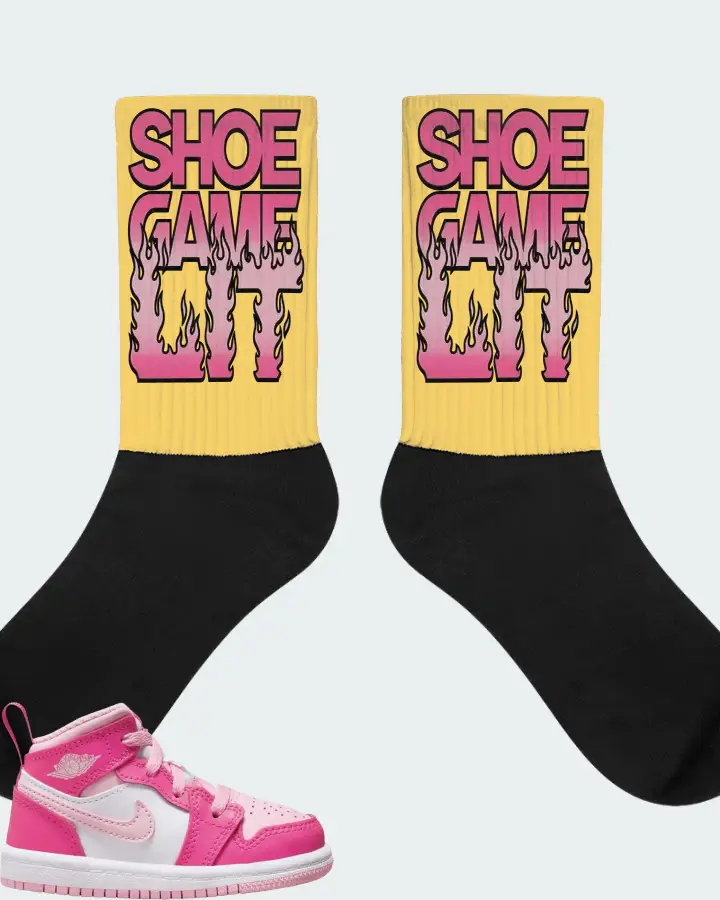 Jordan 1 Mid Sneaker Matching Yellow Socks - Shoe Game Lit Refreshed