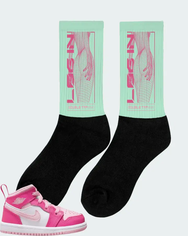 Jordan 1 Mid Sneaker Matching Mint Socks (LOGIN) - View 3