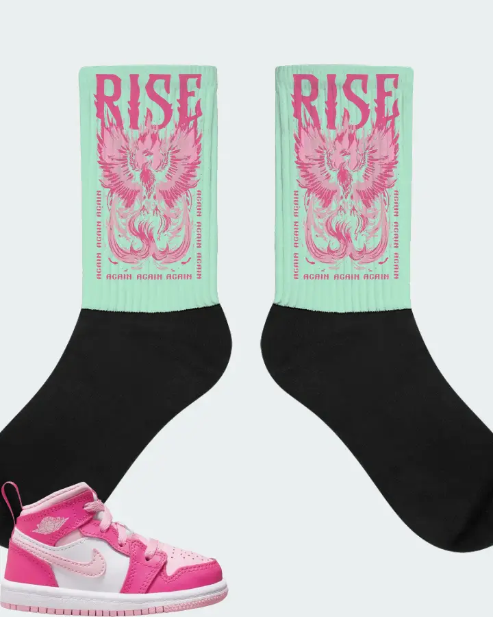 Jordan 1 Mid Sneaker Matching Mint Socks - RISE