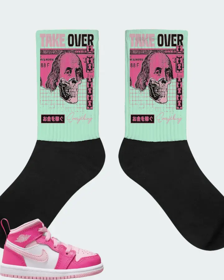 Jordan 1 Mid Sneaker Matching Mint Socks - Take Over