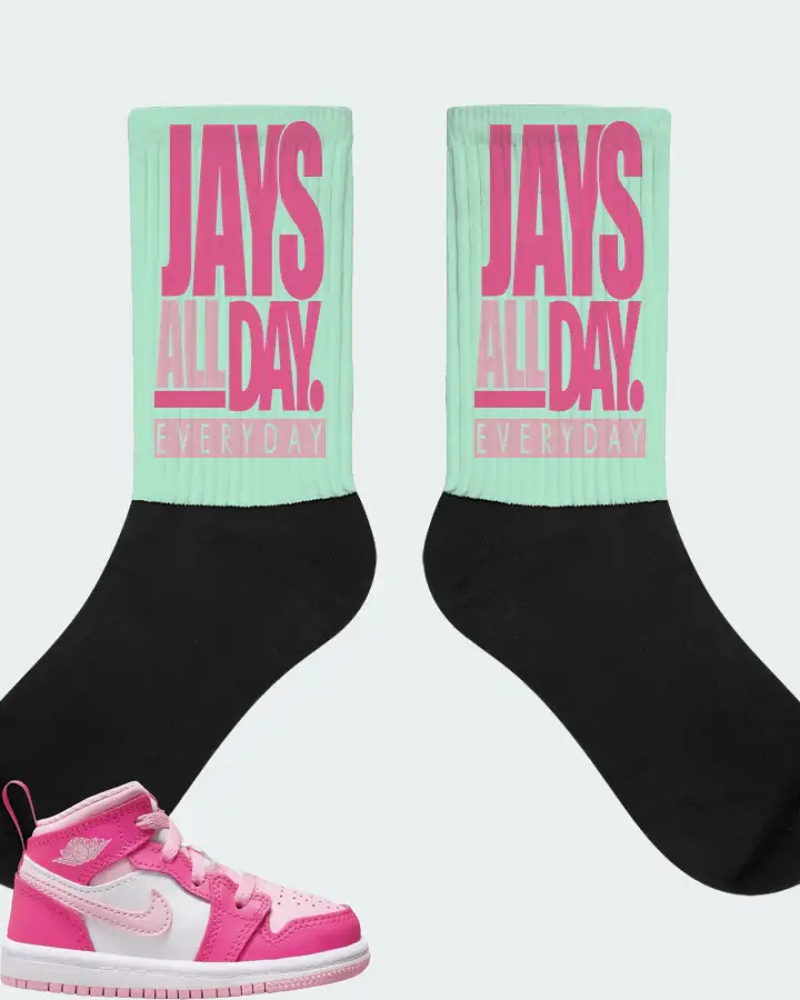 Jordan 1 Mid Sneaker Matching Mint Socks - Jays All Day