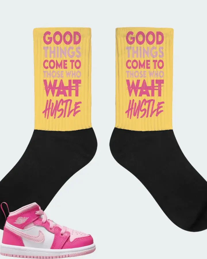 Jordan 1 Mid Sneaker Matching Yellow Socks - Good Things Come