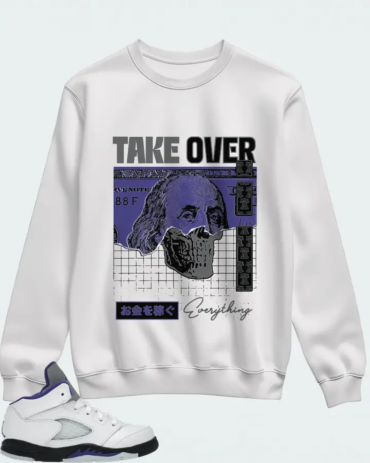 Jordan 5 Retro Sneaker Matching White Sweatshirt - Take Over