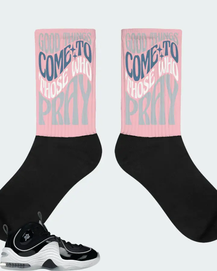 Nike Air Penny 2 Sneaker Matching Pink Socks - Good Things Come To Those Who Pray