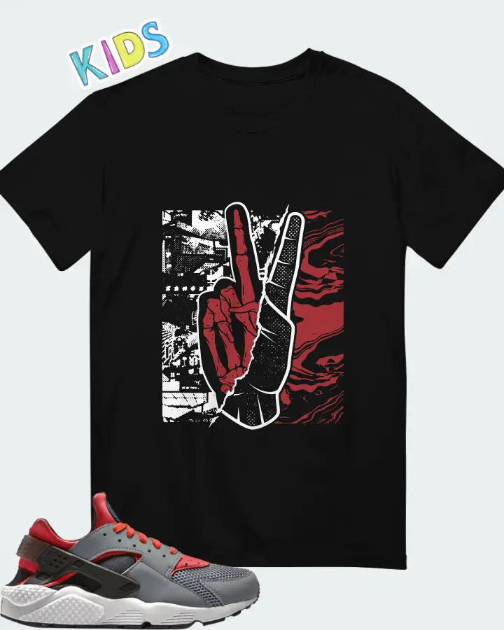 Nike Air Huarache Cool Grey Crimson Grey Bright Crimson Black Blue Lagoon Matching Kid's T-Shirt