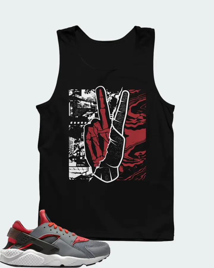 Nike Air Huarache Cool Grey Crimson Grey Bright Crimson Black Blue Lagoon Matching Tank Top