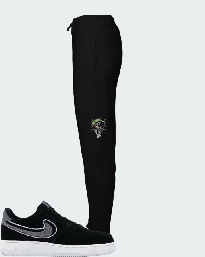 Nike Air Force 1 Low 3D Chenille Swoosh Black Cool Grey Matching Joggers