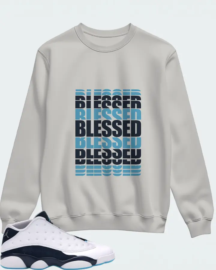 Jordan 13 Retro Low Sneaker Matching Grey Sweatshirt - BLESSED Many Times