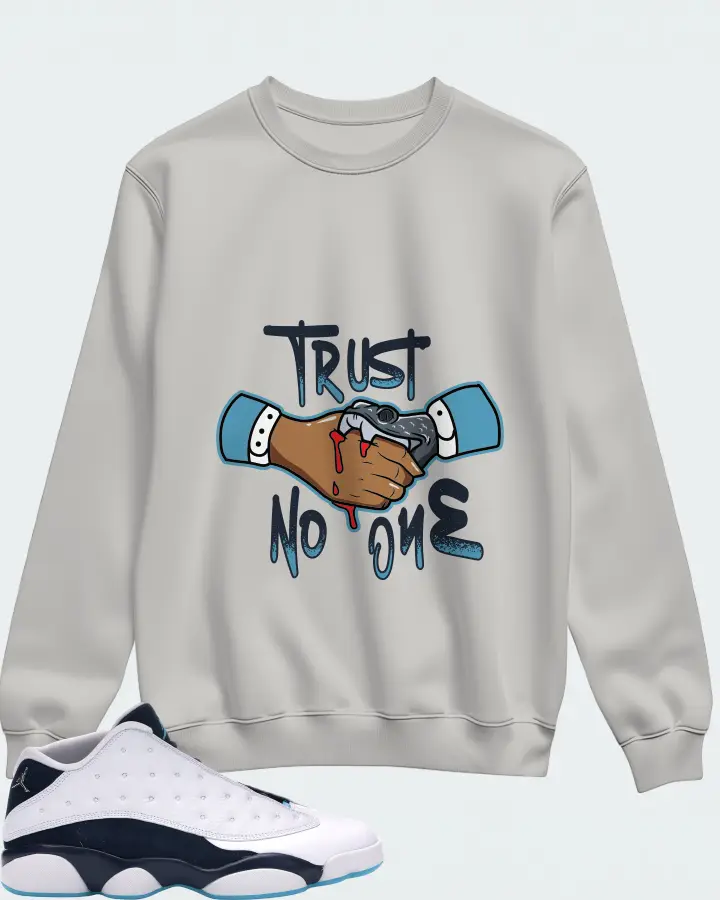 Jordan 13 Retro Low Sneaker Matching Grey Sweatshirt - Trust No One