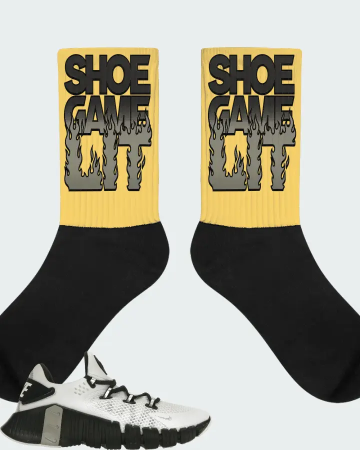 Nike Free Metcon 4 Premium Sneaker Matching Yellow Socks - Shoe Game Lit Refreshed