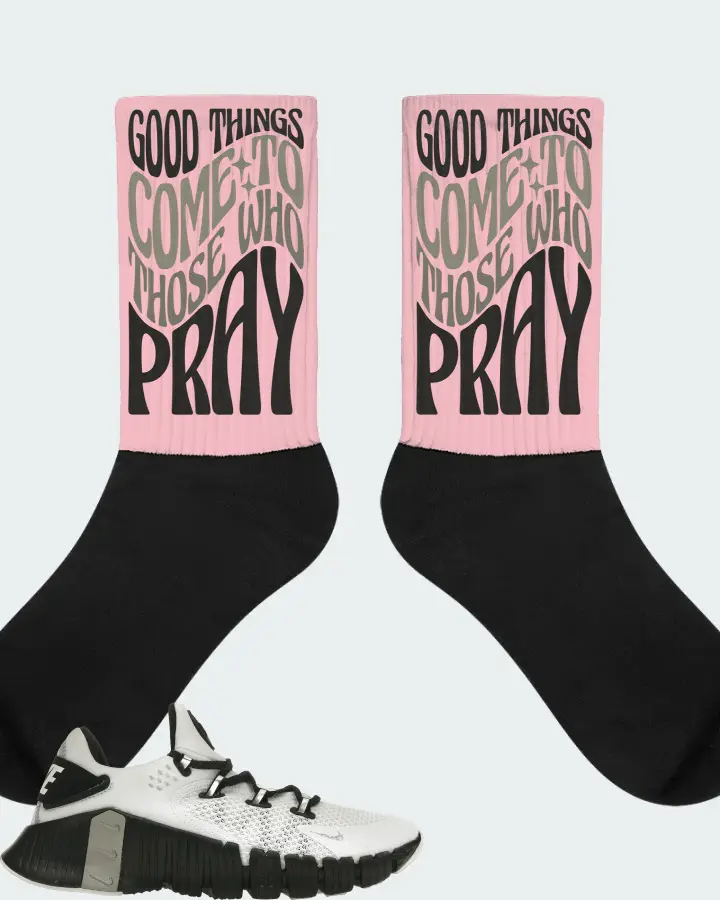 Nike Free Metcon 4 Premium Sneaker Matching Pink Socks - Good Things Come To Those Who Pray