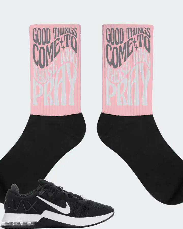 Nike Air Max Alpha Trainer 4 Sneaker Matching Pink Socks - Good Things Come To Those Who Pray