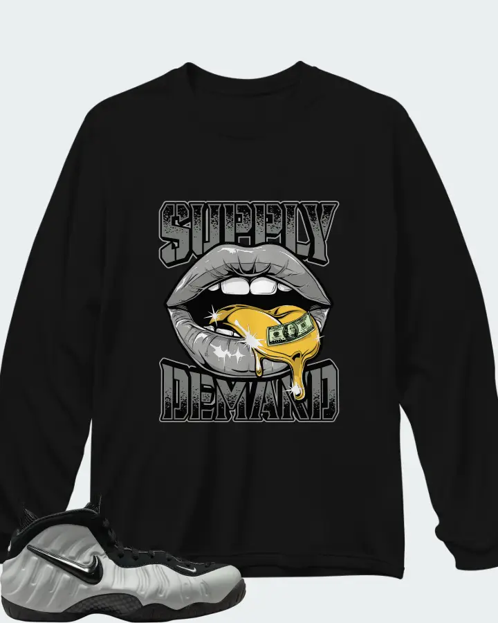 Nike Air Foamposite Pro Wolf Grey Matching Long Sleeve T-Shirt