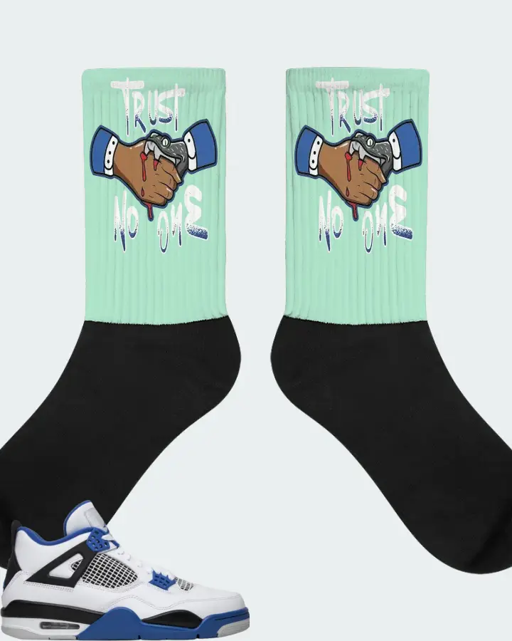 Jordan 4 Retro Sneaker Matching Mint Socks - Trust No One