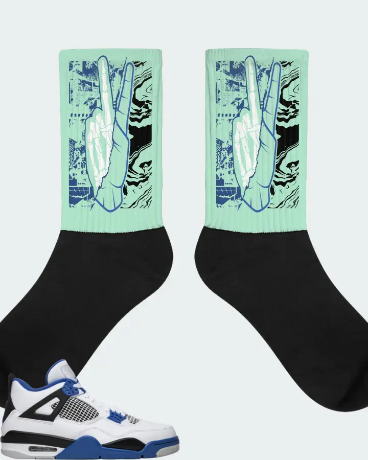 Jordan 4 Retro Sneaker Matching Mint Socks - Peace of mind