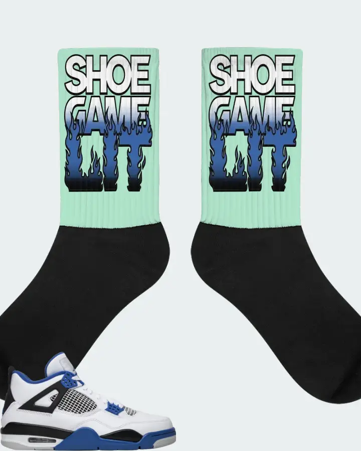 Jordan 4 Retro Sneaker Matching Mint Socks - Shoe Game Lit Refreshed