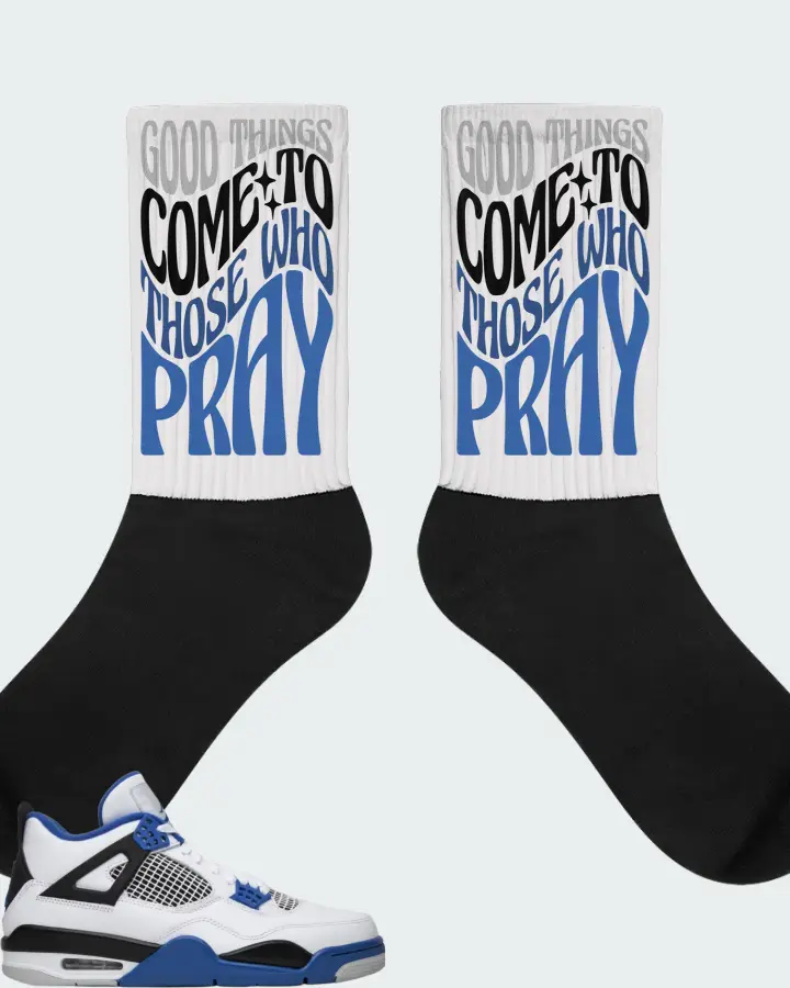 Jordan 4 Retro Sneaker Matching Socks - Good Things Come To Those Who Pray