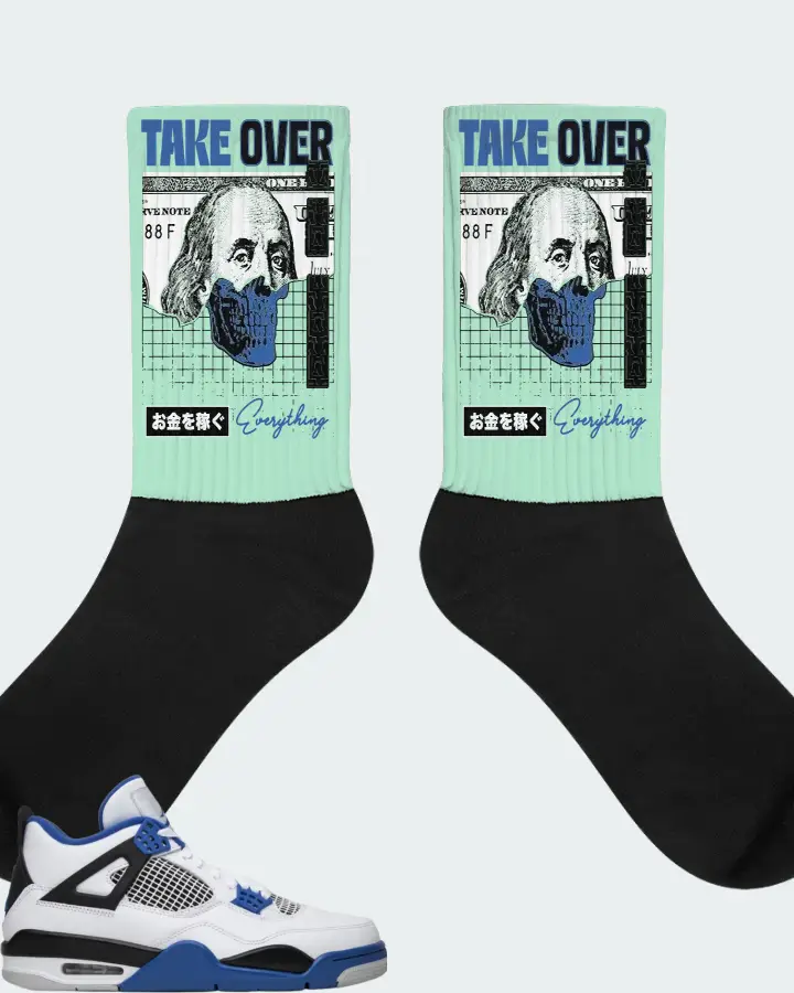 Jordan 4 Retro Sneaker Matching Mint Socks - Take Over